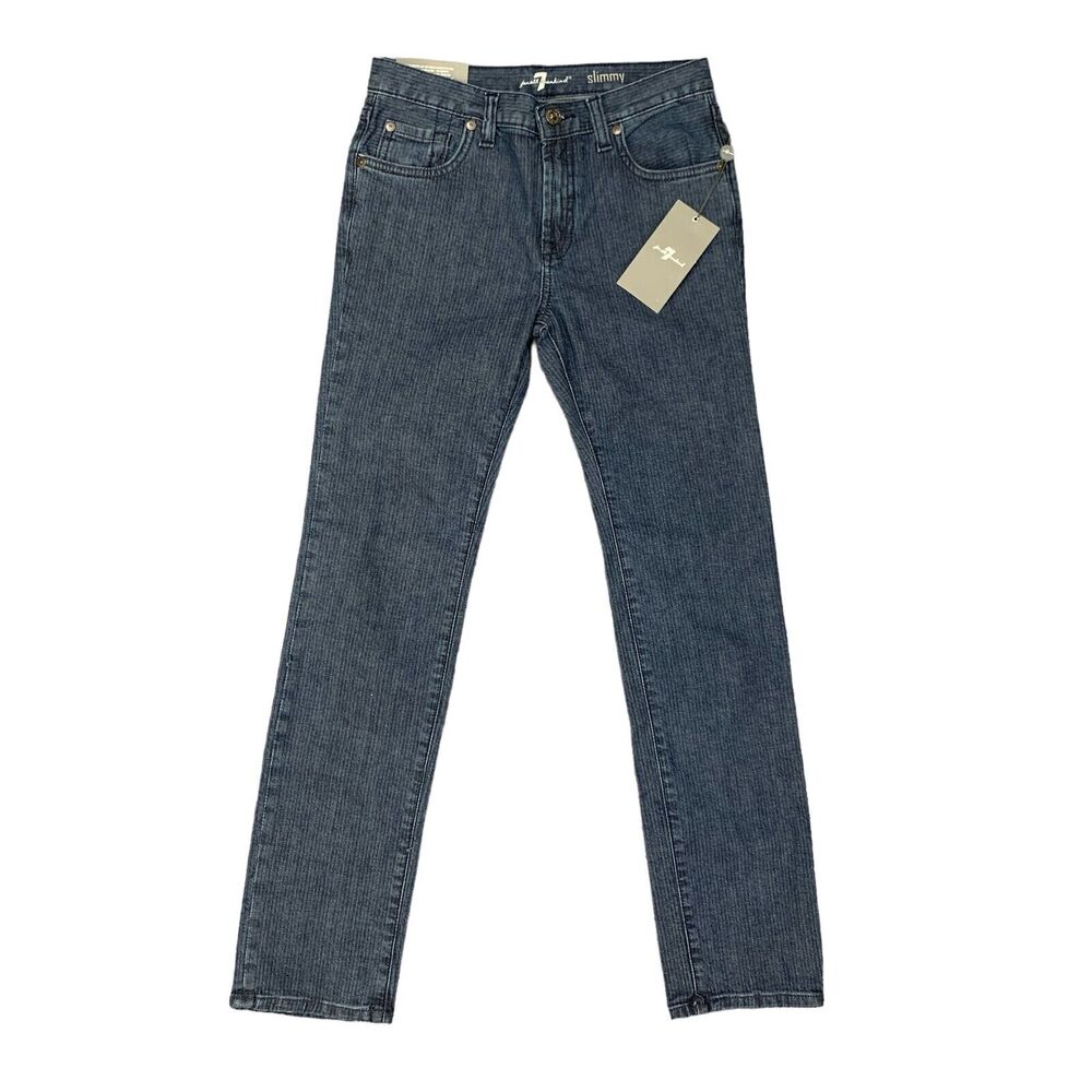 7 For All Mankind Slimmy Jeans Youth Boys 12 Slim Straight Leg Striped Stretch